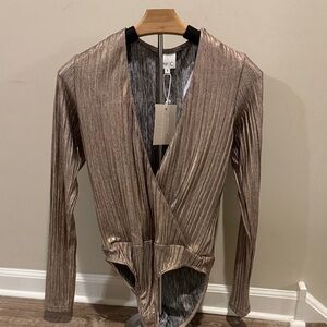 MINKPINK Metallic Long Sleeve Bodysuit